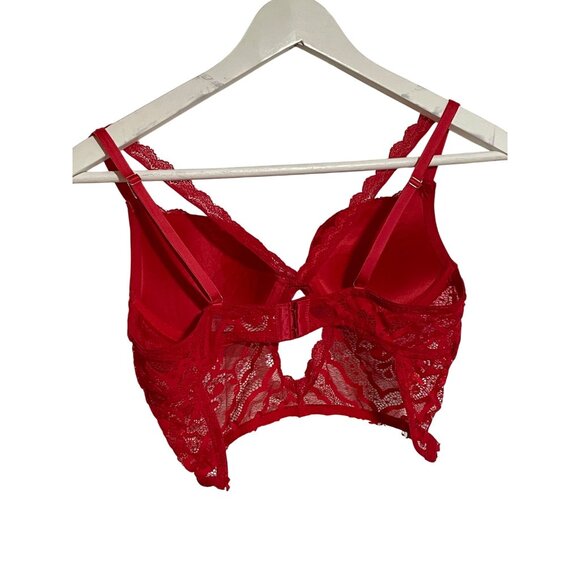 Red Lace Underwire Bralette With Adjustable Straps & Back Clasp Size M #C-6-115- - Picture 5 of 9